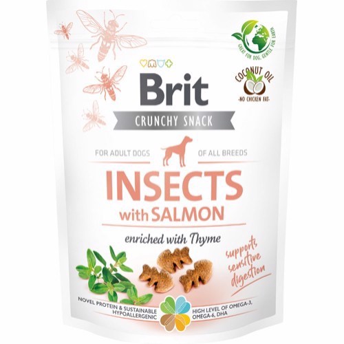 Se Brit Crunchy Cracker - Insects With Salmon, 6 x 200g hos MyPets.dk