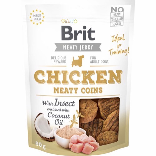 Billede af Brit Jerky Coins - Chicken with Insects, 12 x 80g