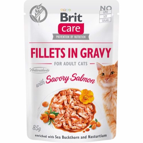 Se BRIT Cat Fillet in Gravy Salmon, 24 poser á 85g hos MyPets.dk