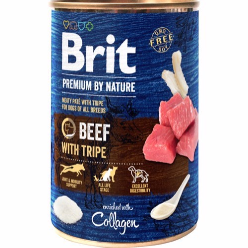 Billede af Brit Premium By Nature dåsemad Beef w/tripe, 400g