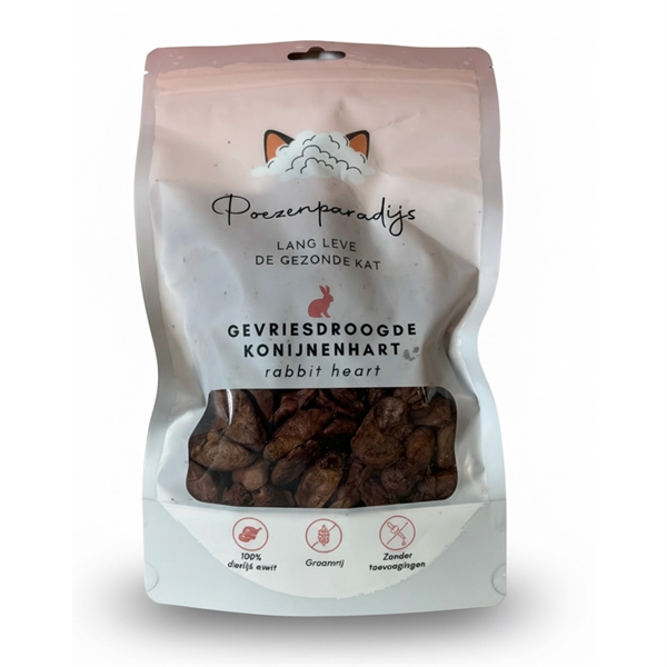 Cat Paradise 100% Frysetørret Kaninhjerte til katte og hunde