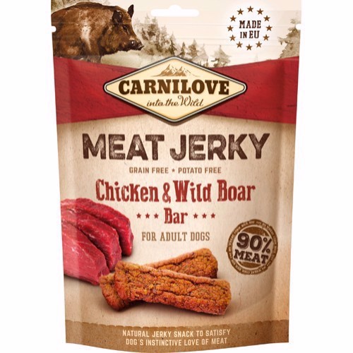 Billede af Carnilove Meat Jerky, Kylling og Vildsvin Bar, 100g