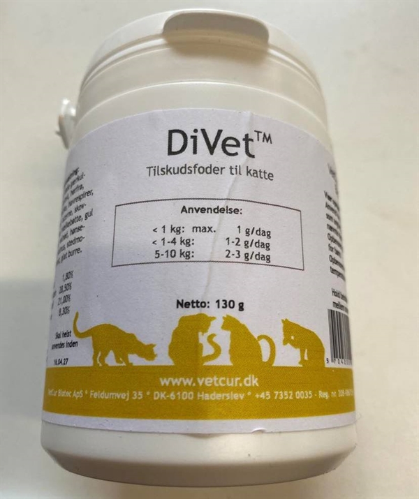 Divet Tilskudsfoder Til Kat 130g Pulver