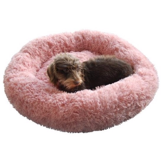 Beroligende Donut hundeseng Fluffy, Lyserød, Large, 100 x 100 cm thumbnail