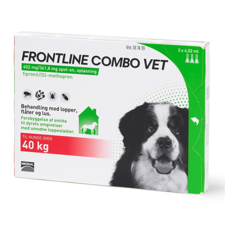 Frontline Combo loppemiddel til hunde 40+ kg, 3 stk - KORT DATO