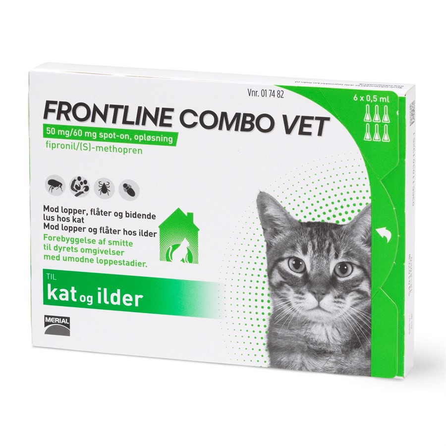nåde sten kradse Frontline Combo loppemiddel til voksne katte, 6 stk