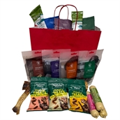 Julepose med naturlige tyggeting og godbidder til hunde