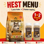 Menu til kræsne hunde - Wolfsblut hundefoder & Avlskovgaard topping med hest