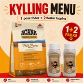 Menu til kræsne hunde - Acana hundefoder & Avlskovgaard topping med kylling