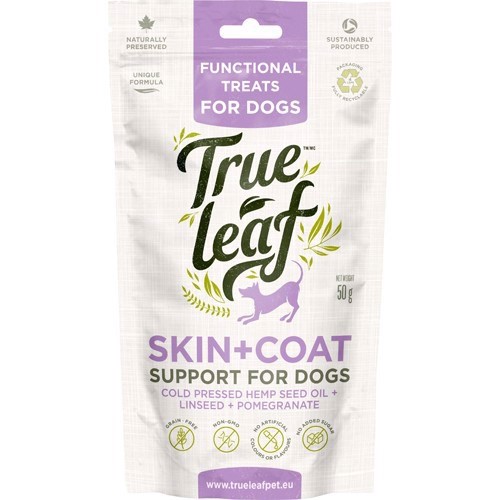 True Leaf Dog Treats Skin & Coat - funktionel godbid til hud og pels, 50g