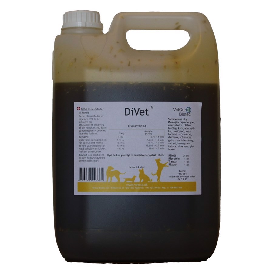 4: DiVet olietilskud til hund, 4.5 liter