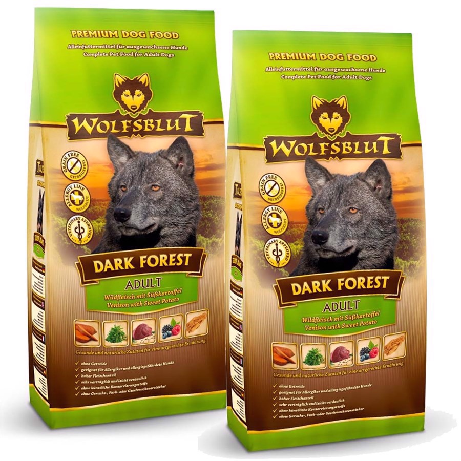 Se 2 x 12.5 kg. Wolfsblut Dark Forest Adult storkøb rabat hos MyPets.dk