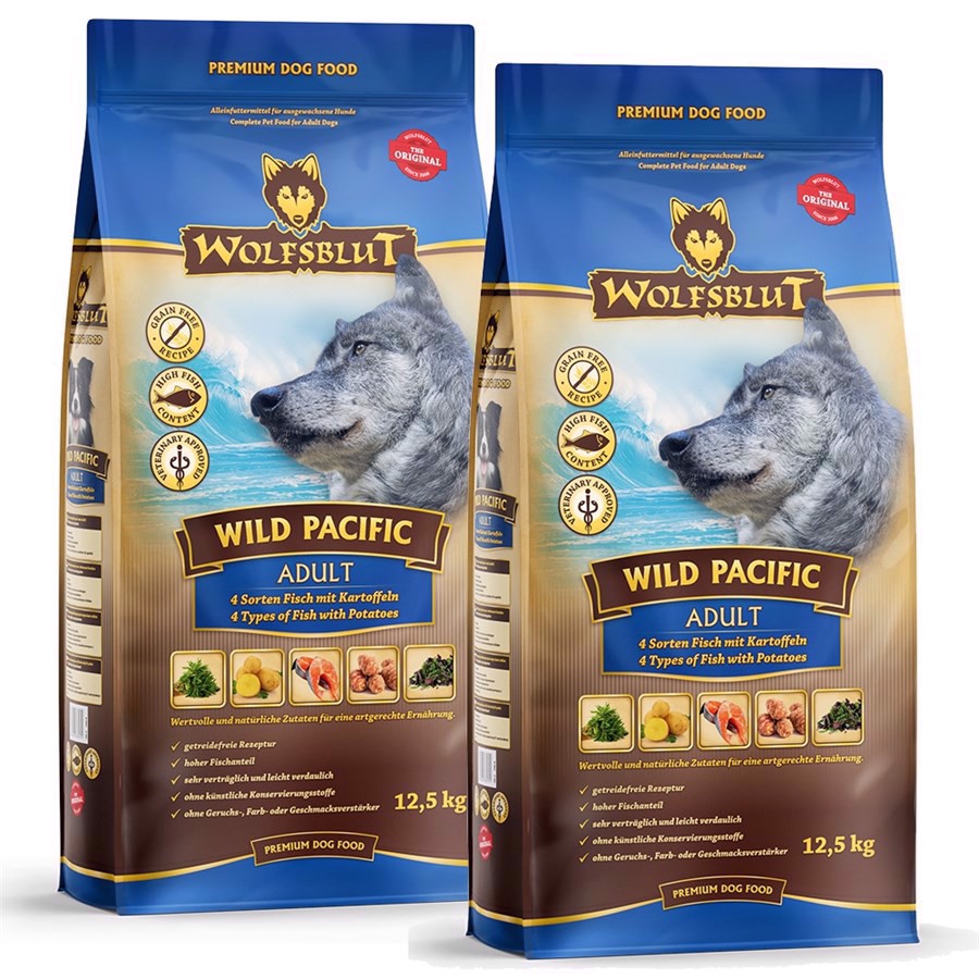 Se 2 x 12.5 kg Wolfsblut Wild Pacific Adult storkøb rabat hos MyPets.dk